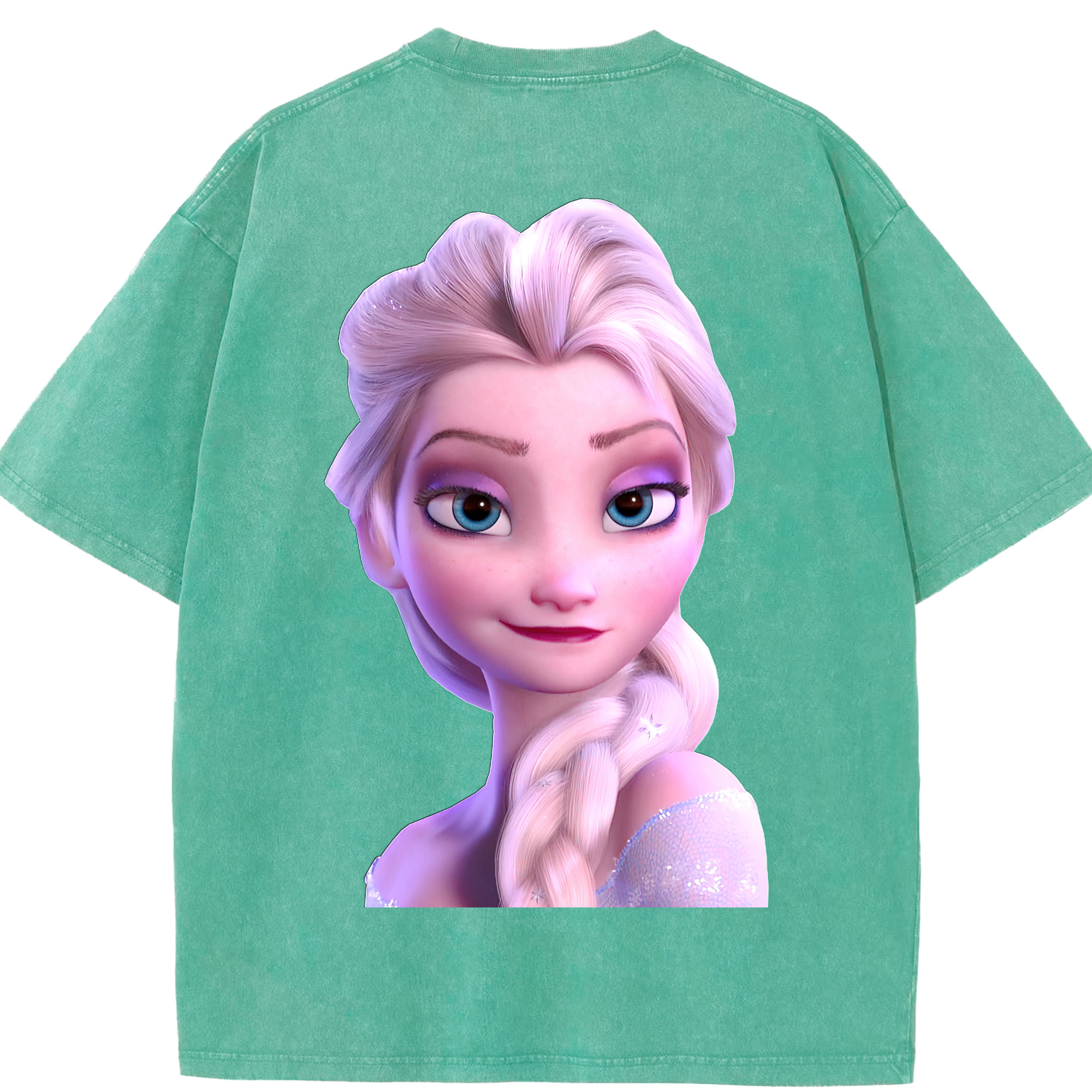 （画像用） アナと雪の女王 アンナ エルサ Frozen Anna Elsa 綿100% ヴィンテージ風 半袖Tシャツ（背面プリント）